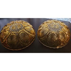 Vintage Anchor Hocking Honey Gold Medallion Star In Cameo Set Of 2 Serving Bowls